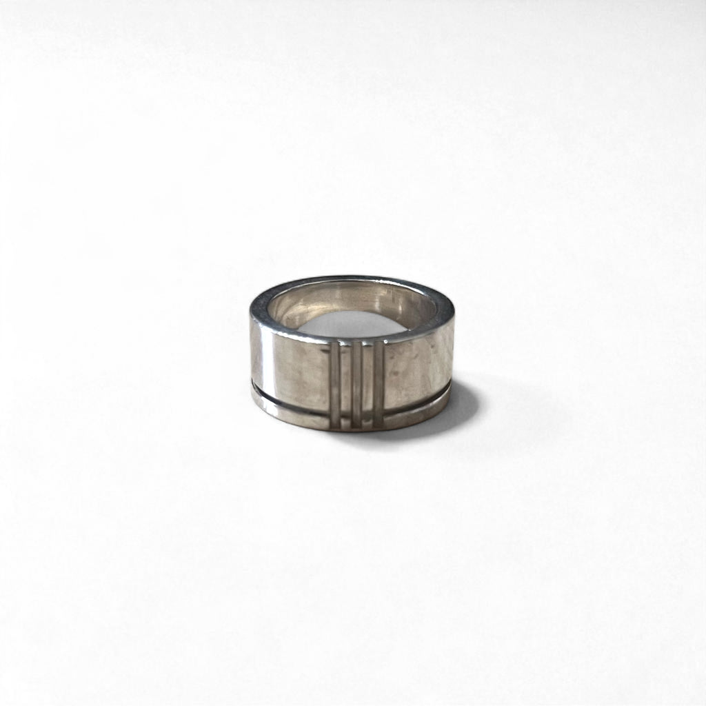 BURBERRY BLACK LABEL Silver Ring, Size 18, 925 Silver, Horse Logo Engraved