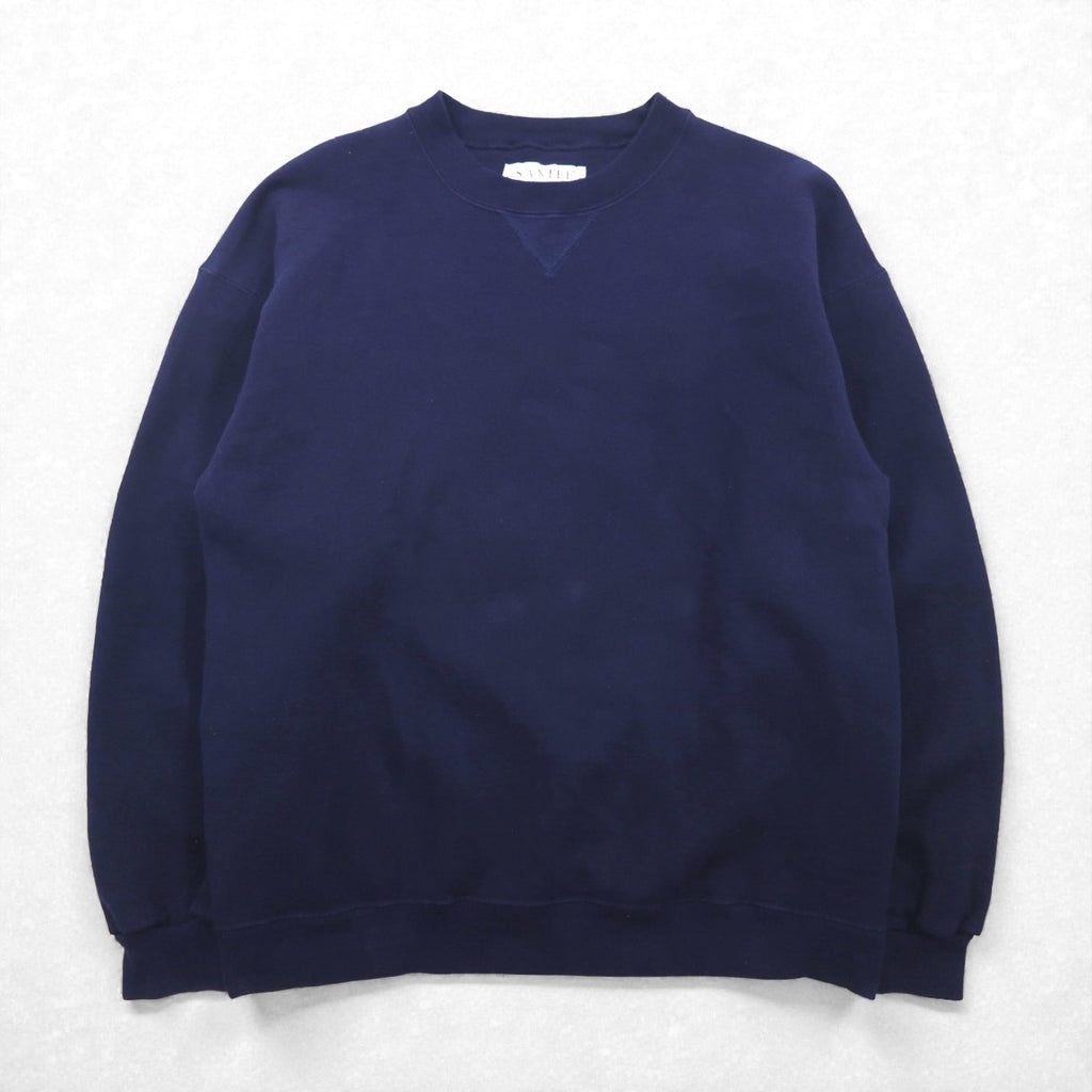 SANTEE 90s USA VintageSweatshirt ブランク ヘビーウェイト 前V スウェット トレーナー L ネイビー 無地 90年代 USA製