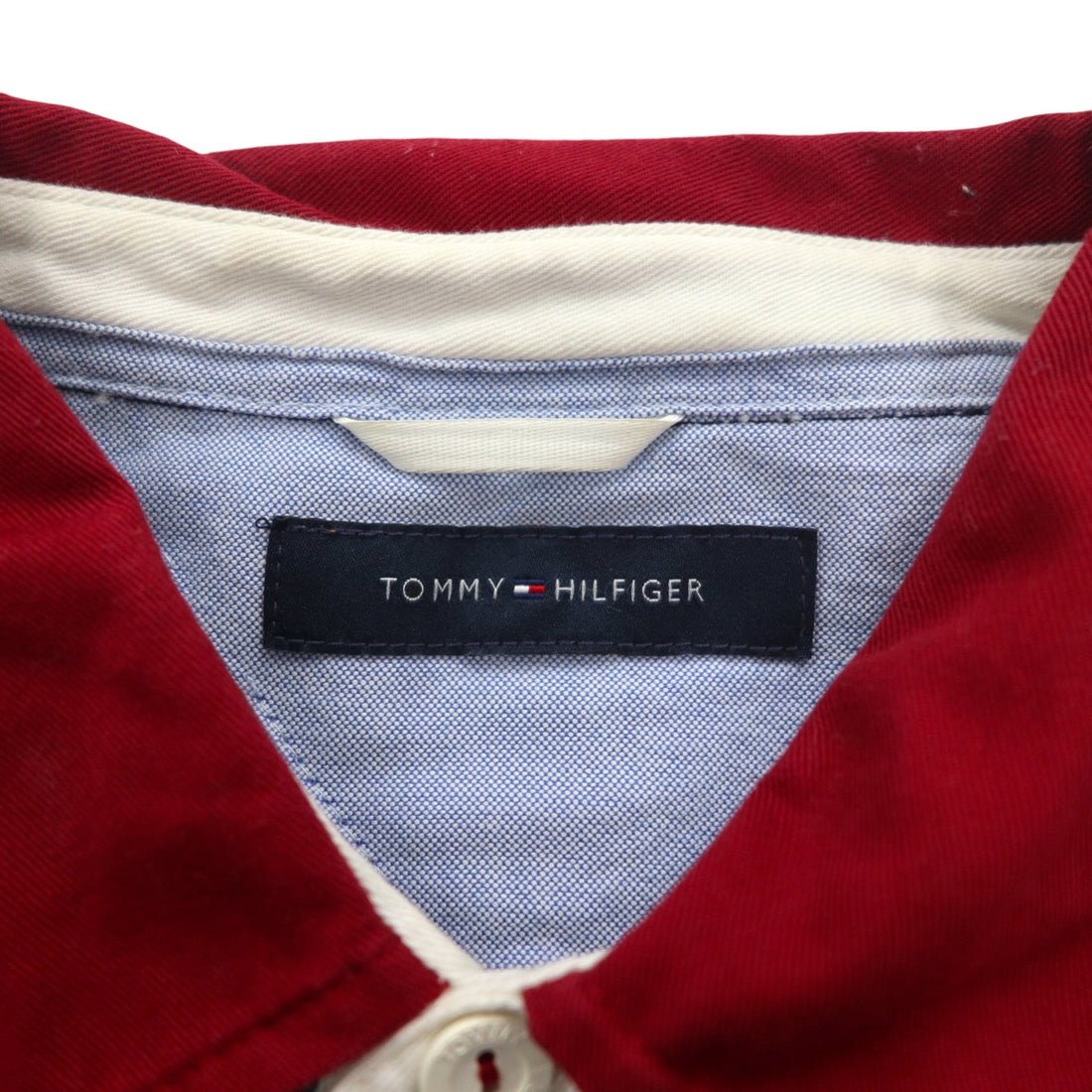 TOMMY HILFIGER Big Size Rugby Shirt M Navy Cotton Embroidered Emblem Logo