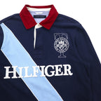 TOMMY HILFIGER Big Size Rugby Shirt M Navy Cotton Embroidered Emblem Logo