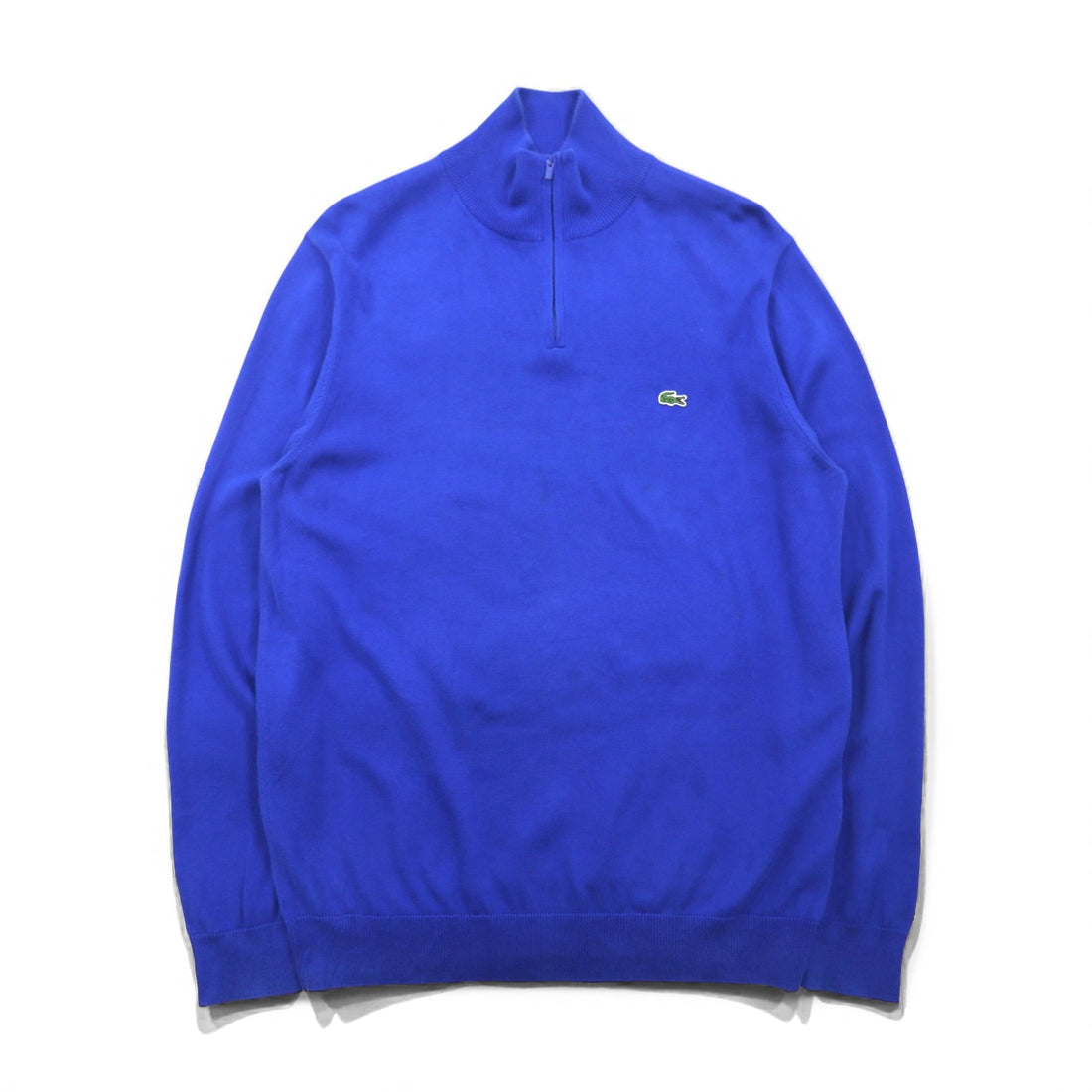LACOSTE Half Zip Knit Sweater L Blue Cotton AH9433