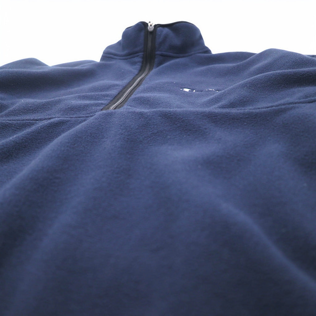 Champion Half Zip Fleece Jacket L Navy Polyester One Point Logo Embroidery