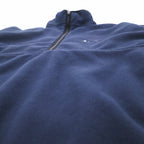 Champion Half Zip Fleece Jacket L Navy Polyester One Point Logo Embroidery