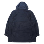 OUTBACK Australian made oiled jacket, XXL, navy, cotton, leather trim, check lining, detachable hood, drawcord