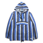 stussy Chanel logo Mexican hoodie L Blue striped cotton back logo print