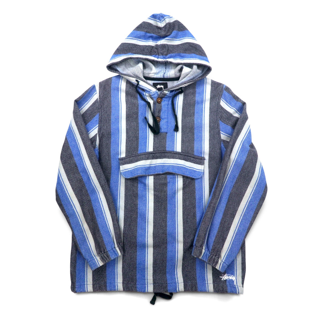stussy Chanel logo Mexican hoodie L Blue striped cotton back logo print