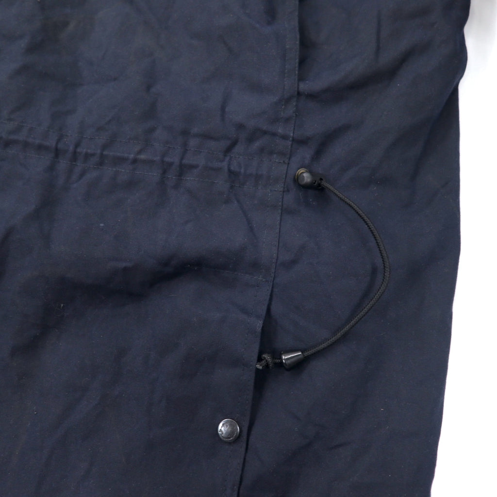 OUTBACK Australian made oiled jacket, XXL, navy, cotton, leather trim, check lining, detachable hood, drawcord