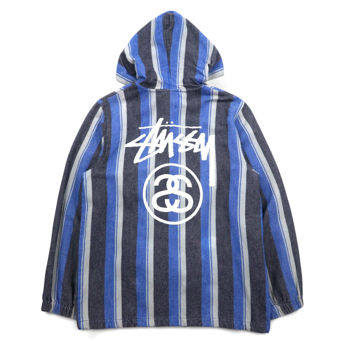 stussy Chanel logo Mexican hoodie L Blue striped cotton back logo print