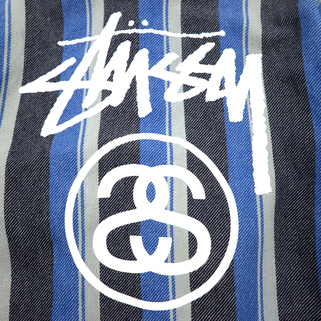 stussy Chanel logo Mexican hoodie L Blue striped cotton back logo print