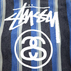 stussy Chanel logo Mexican hoodie L Blue striped cotton back logo print
