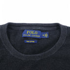 POLO RALPH LAUREN Crew Neck Pima Cotton Knit Sweater, Medium, Gray, Small Pony Embroidery