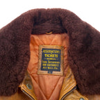 EVANS ENTERPRISES G-1 Lambskin Bomber Jacket, Lambskin Flight Jacket, Bomber Jacket, L, Brown, Sheepskin, Detachable Fleece Collar