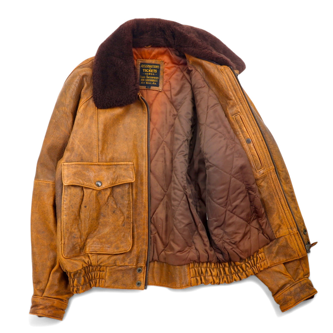 EVANS ENTERPRISES G-1 Lambskin Bomber Jacket, Lambskin Flight Jacket, Bomber Jacket, L, Brown, Sheepskin, Detachable Fleece Collar