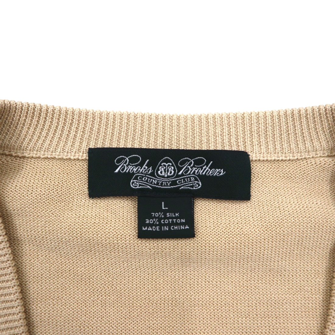 Brooks Brothers セーター Vネック シルクニット セーター L ベージュ コットン COUNTRY CLUB