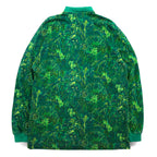 nautica 90s big size long sleeve polo shirt L green cotton all-over camouflage botanical