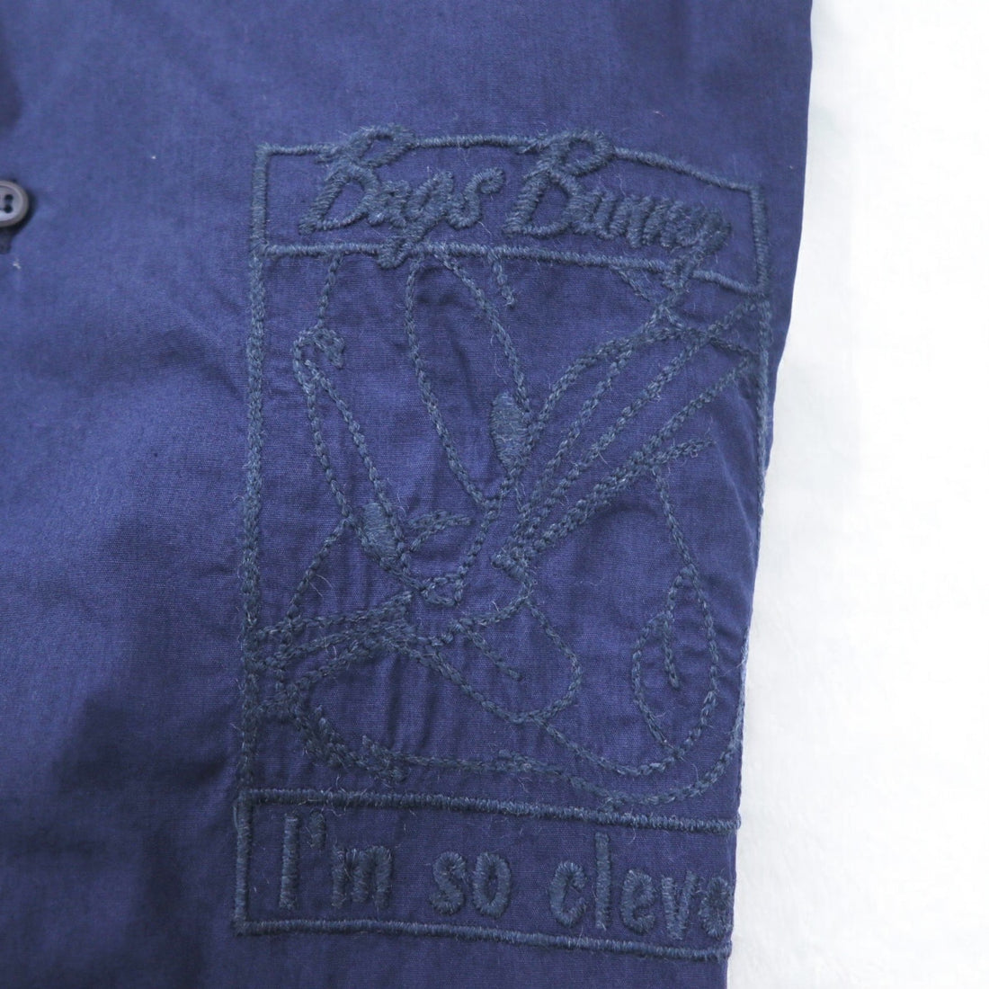 JC de Castelbajac × WARNER BROS Made in Italy 90s Button-down Shirt L Navy LOONEY TUNES Bugs Bunny Embroidery