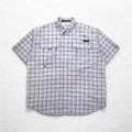Columbia PFG Super Bahama UV Protection Omni-Shade Bahama Fishing Shirt L White Blue Check Nylon FM7190
