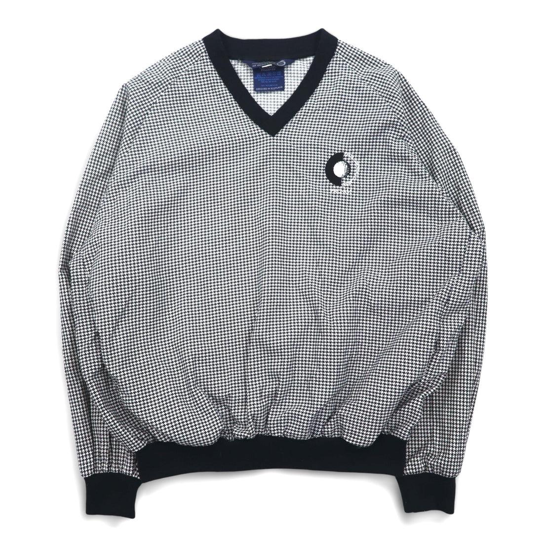 SUNDERLAND of SCOTLAND Made in Scotland Piste Pullover Nylon Jacket L White Houndstooth