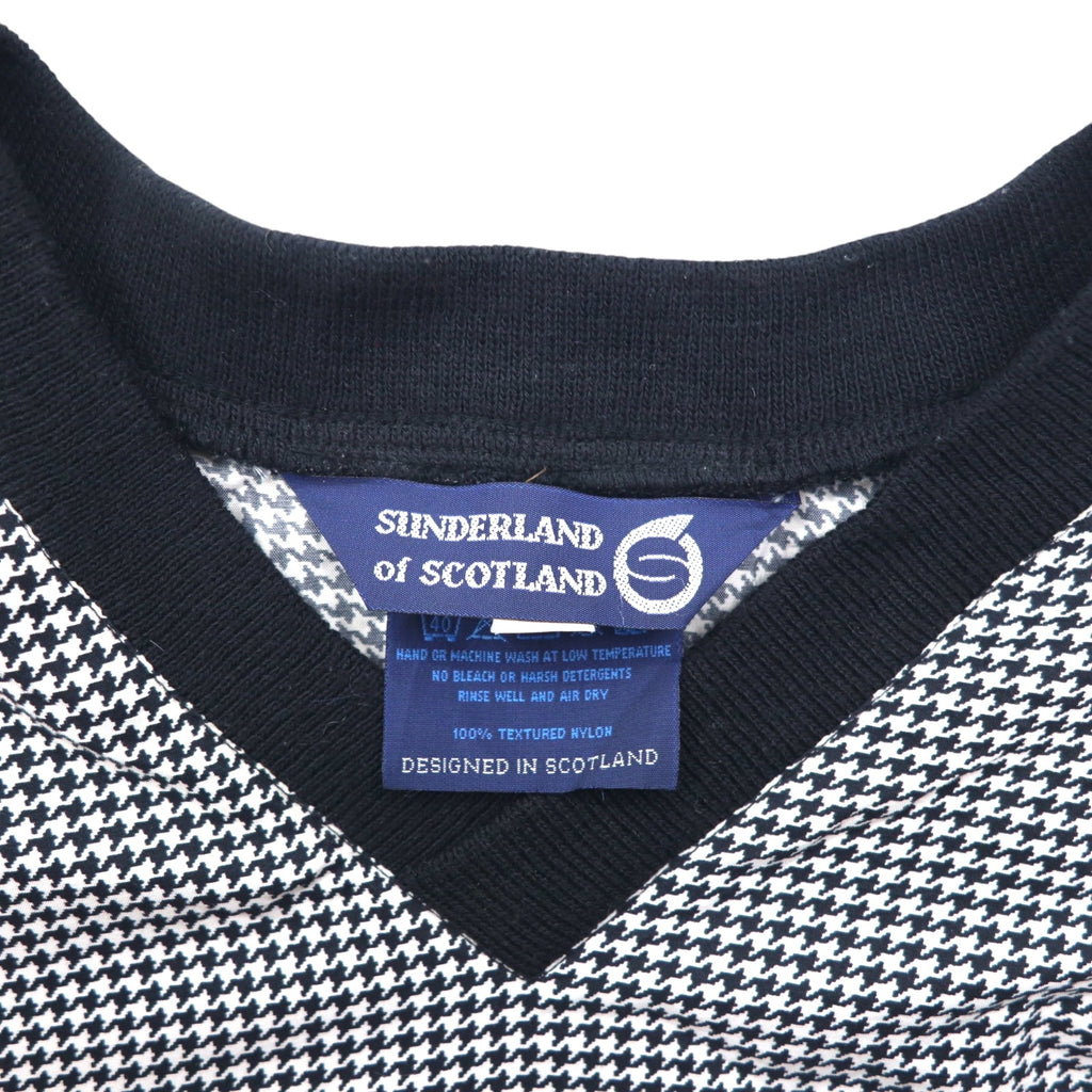 SUNDERLAND of SCOTLAND Made in Scotland Piste Pullover Nylon Jacket L White Houndstooth
