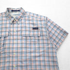 Columbia PFG Super Bahama UV Protection Omni-Shade Bahama Fishing Shirt L White Blue Check Nylon FM7190