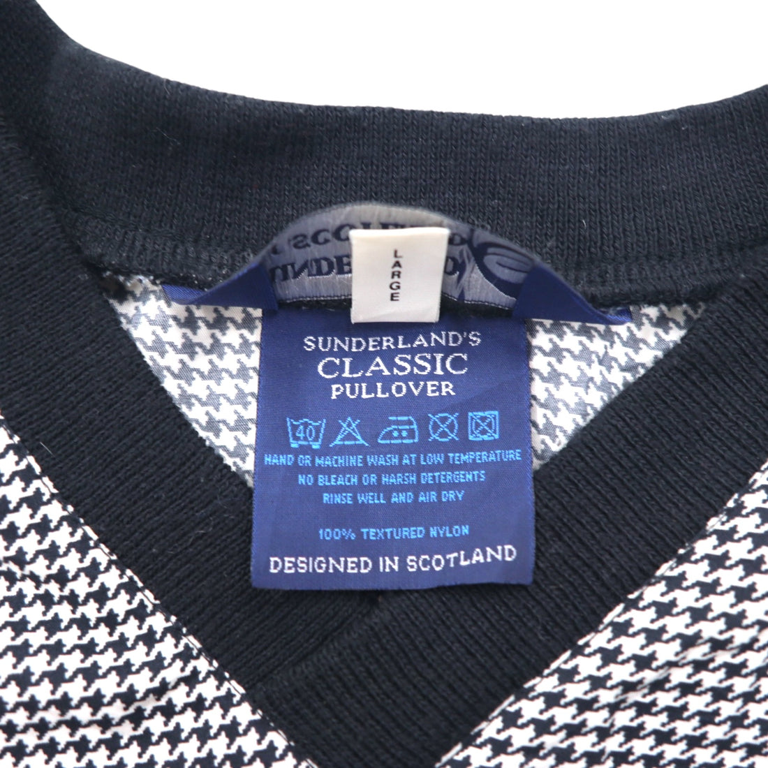 SUNDERLAND of SCOTLAND Made in Scotland Piste Pullover Nylon Jacket L White Houndstooth