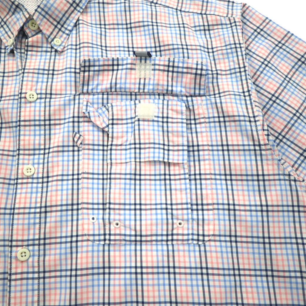Columbia PFG Super Bahama UV Protection Omni-Shade Bahama Fishing Shirt L White Blue Check Nylon FM7190
