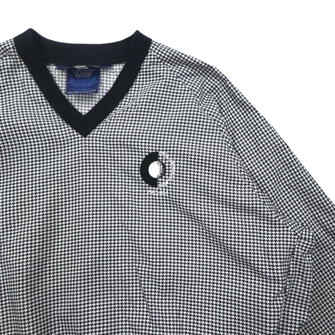 SUNDERLAND of SCOTLAND Made in Scotland Piste Pullover Nylon Jacket L White Houndstooth