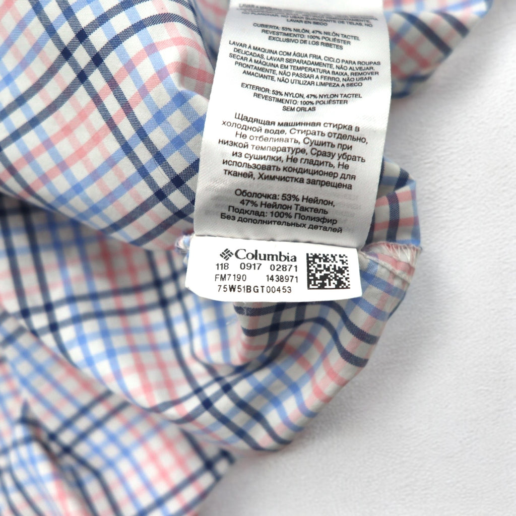 Columbia PFG Super Bahama UV Protection Omni-Shade Bahama Fishing Shirt L White Blue Check Nylon FM7190