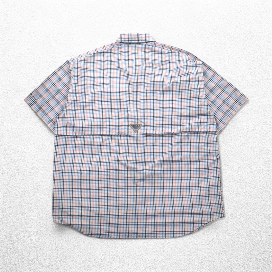 Columbia PFG Super Bahama UV Protection Omni-Shade Bahama Fishing Shirt L White Blue Check Nylon FM7190