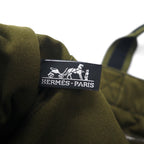 HERMES Foul Tou MM Tote Bag, Khaki Canvas, Two-Tone, Made in France