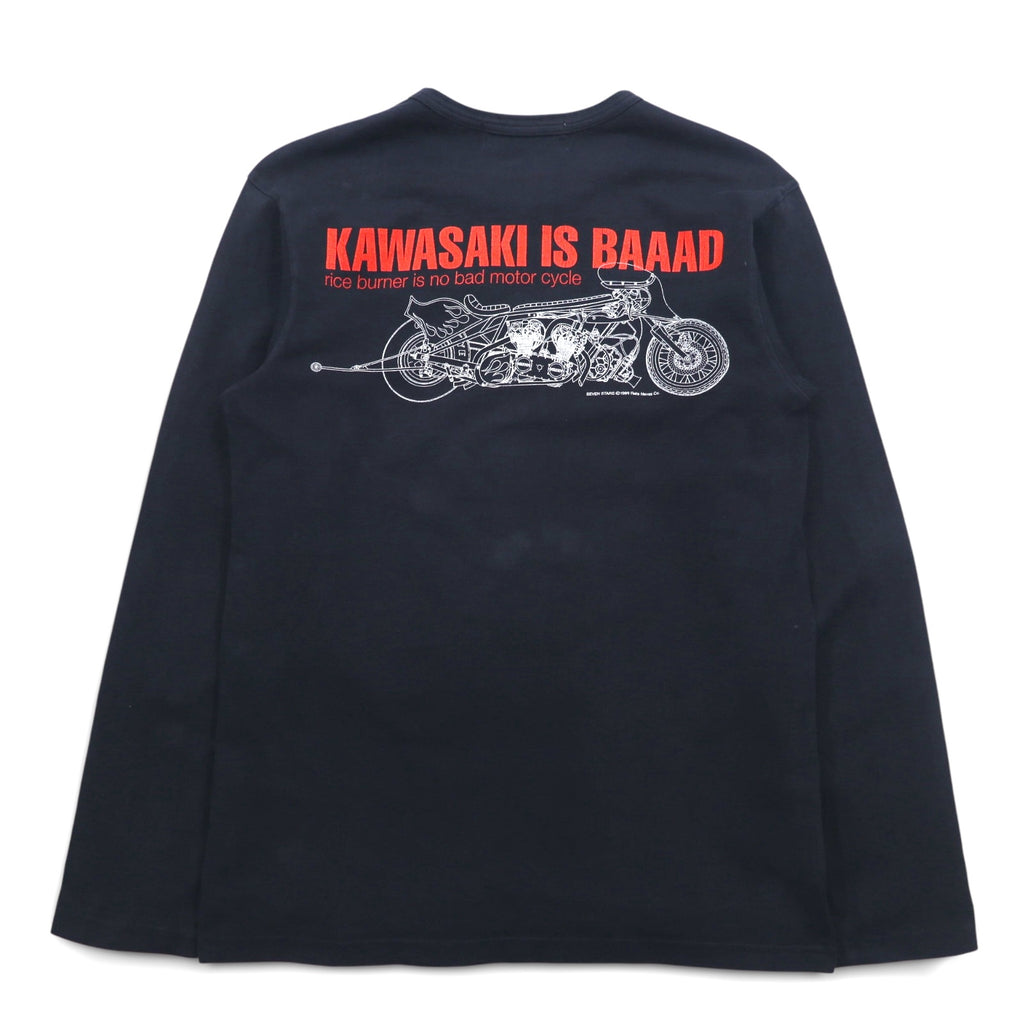 90s SOTQ Long Sleeve T-Shirt Long TL Black Kawasaki kawasaki is BAAAD Double-sided Print MOTORWN Exclusive