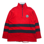 CHAPS RALPH LAUREN 90s Half Zip Sweatshirt L Red Cotton Drawstring
