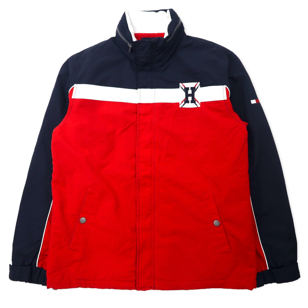 日本然リトテ-古着オンライン-TOMMY HILFIGER セーリングジャケット L ネイビー レッド ナイロン フリースライナー フード収納式-TOMMY HILFIGER Sailing Jacket L Navy Red Nylon FLEECE Liner HOODIE storage type