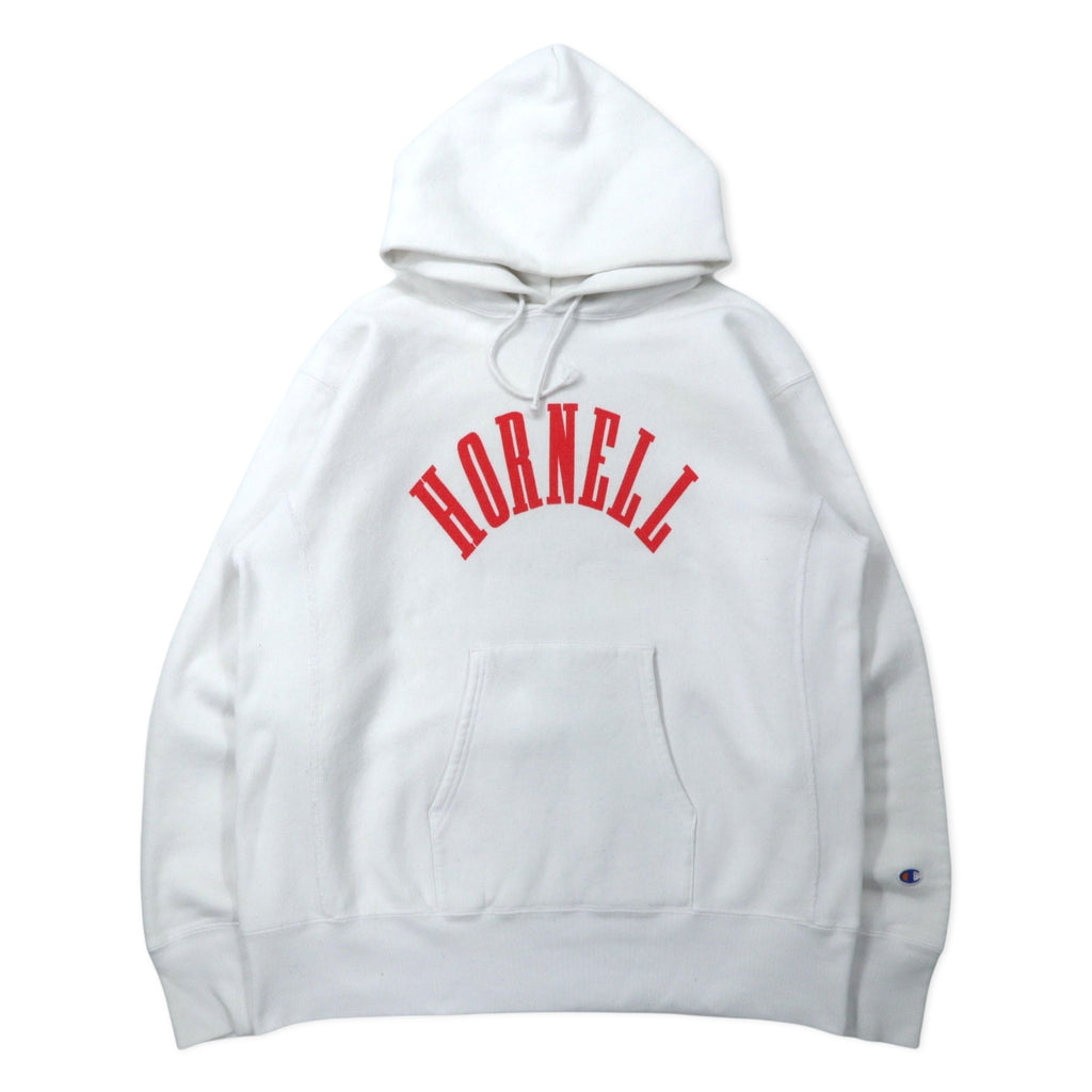 日本然リトテ-古着オンライン-Champion リバースウィーブ パーカー XXL ホワイト コットン 裏起毛 HORNELL 染み込みプリント 青単タグ 復刻 REVERSE WEAVE Pullover Hooded SWEATSHIRT C3-W111-Champion Reverse Weave Hoodie XXL White Cotton brushed lining HORNELL Soaked Print Single Blue Tag Reprint REVERSE WEAVE Pullover Hooded SWEATSHIRT C3-W111