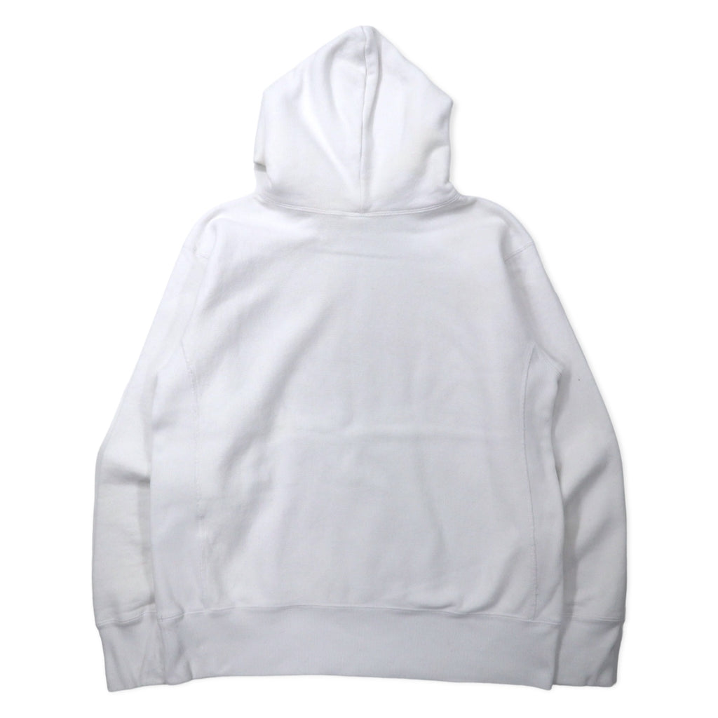 Champion Reverse Weave Hoodie XXL White Cotton Fleece Lining HORNELL Dye-In Print Blue Single Tag Reprint REVERSE WEAVE Pullover Hooded SWEATSHIRT C3-W111
