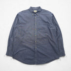 L.L.Bean 00s Chambray Button Down Shirt, Large, Blue Cotton, DUG3