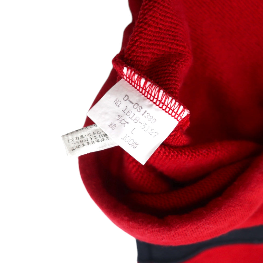 CHAPS RALPH LAUREN 90s Half Zip Sweatshirt L Red Cotton Drawstring