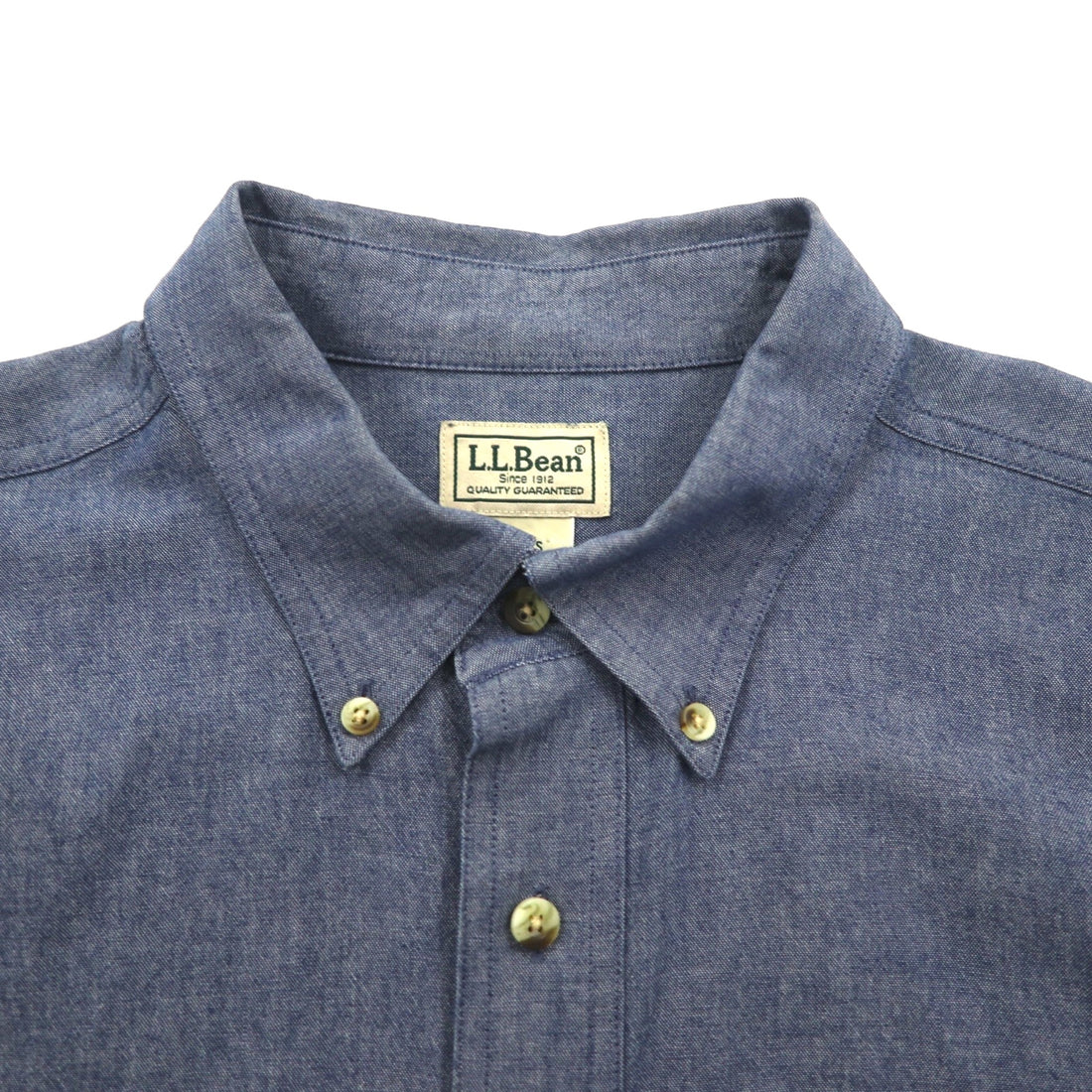 L.L.Bean 00s Chambray Button Down Shirt, Large, Blue Cotton, DUG3