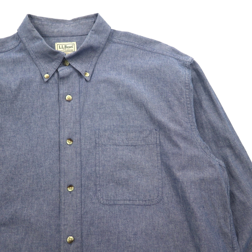 L.L.Bean 00s Chambray Button Down Shirt, Large, Blue Cotton, DUG3