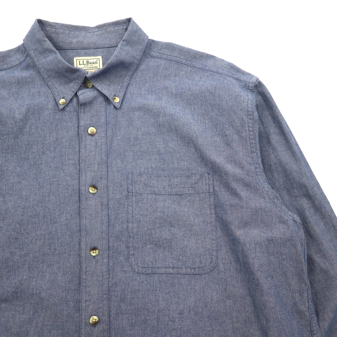 L.L.Bean 00s Chambray Button Down Shirt, Large, Blue Cotton, DUG3