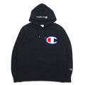 Champion Pullover Sweatshirt Hoodie M Black Cotton Big Logo C3-R101