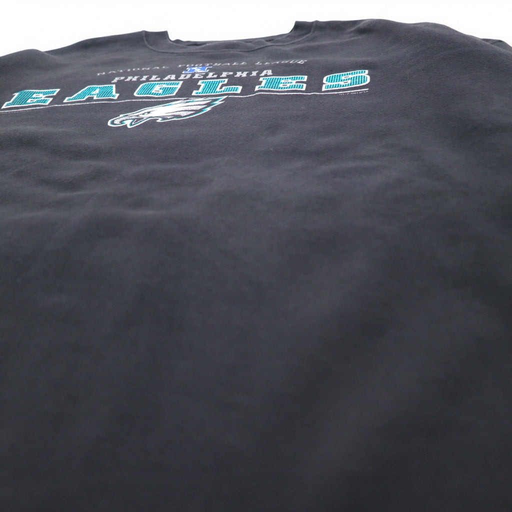 Lee SPORT 90s NFL Print Sweatshirt 2XL Black Cotton Fleece Lining PHILADELPHIA EAGLES