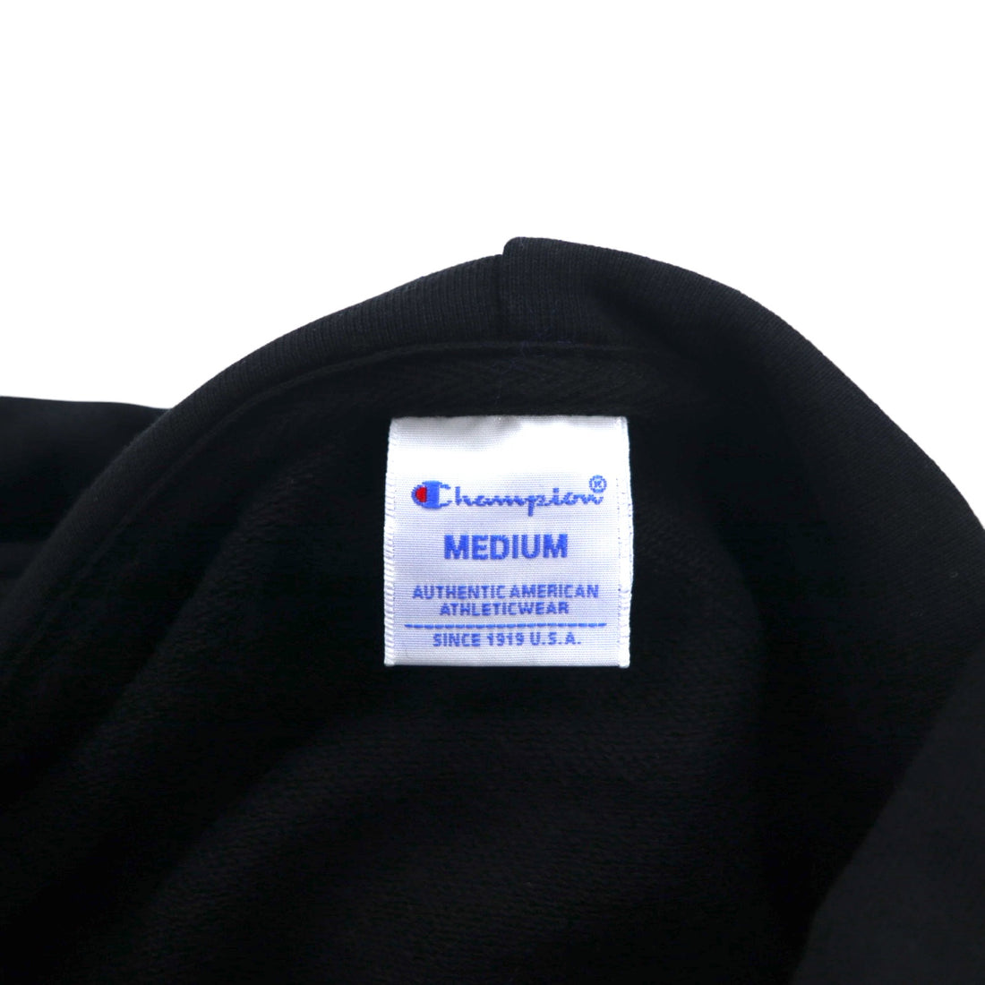 Champion Pullover Sweatshirt Hoodie M Black Cotton Big Logo C3-R101
