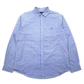 POLO RALPH LAUREN Big Size Wide Collar Dress Shirt XXL Blue Check Cotton Stretch Small Pony