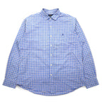 POLO RALPH LAUREN Big Size Wide Collar Dress Shirt XXL Blue Check Cotton Stretch Small Pony