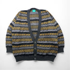 Vintage Jacquard Cardigan Canda ウール ニット カーディガン XL マルチカラー 総柄