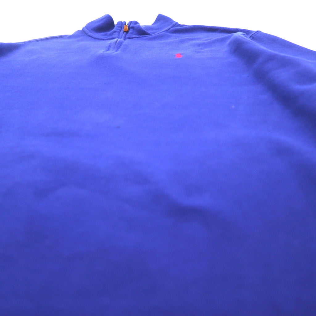 POLO RALPH LAUREN Half-Zip Sweatshirt L Blue Cotton ESTATE RIB Small Pony Embroidery