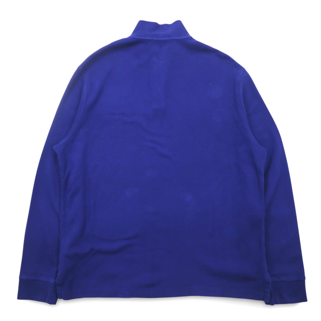 POLO RALPH LAUREN Half-Zip Sweatshirt L Blue Cotton ESTATE RIB Small Pony Embroidery