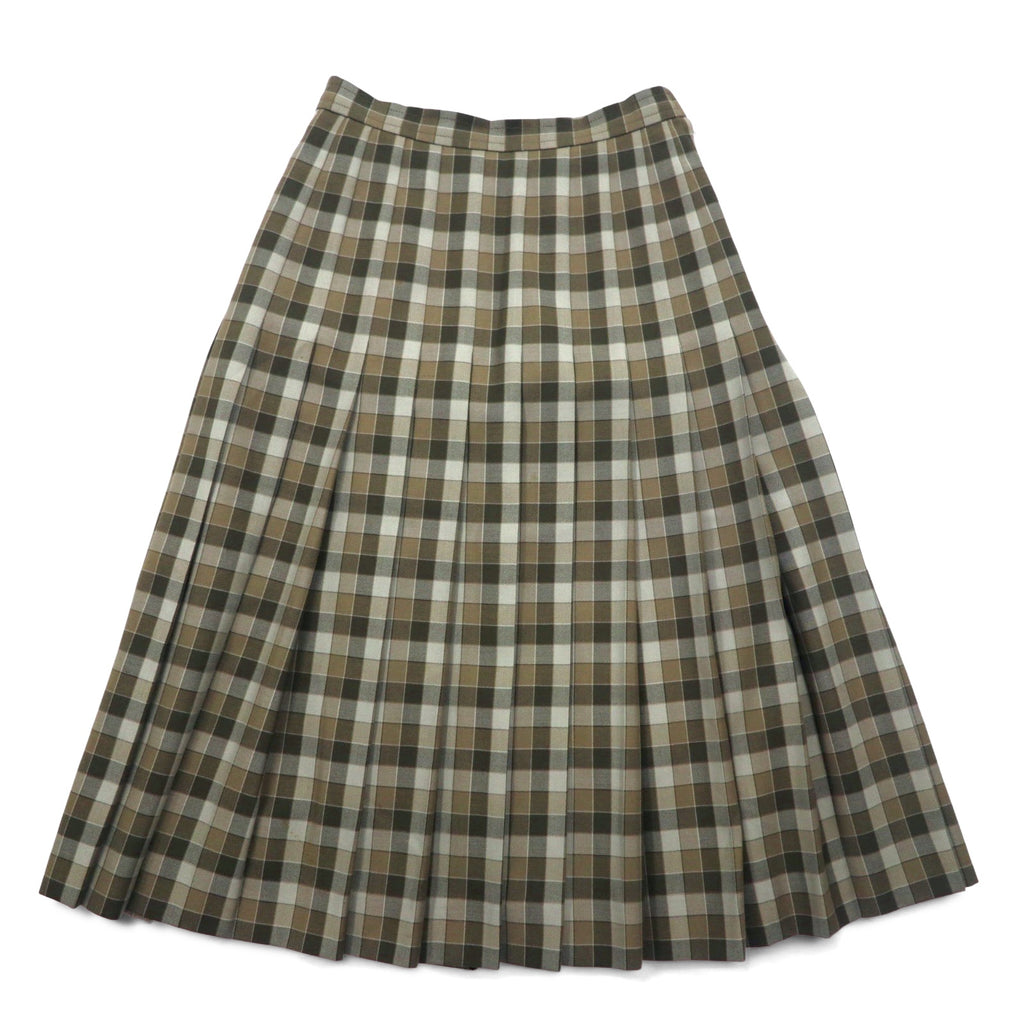 GIVENCHY 80年代 オールド プリーツスカート M ブラウン チェック ウール 日本製