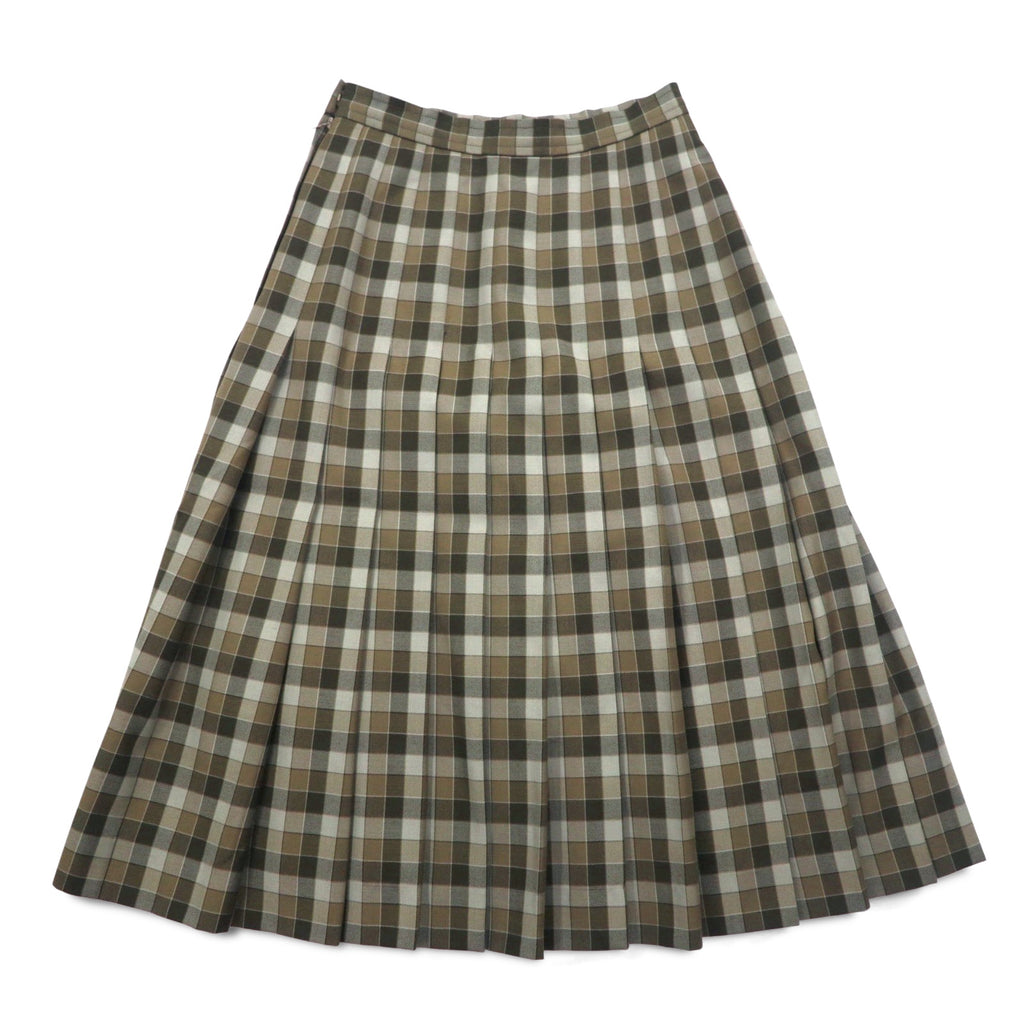 GIVENCHY 80年代 オールド プリーツスカート M ブラウン チェック ウール 日本製